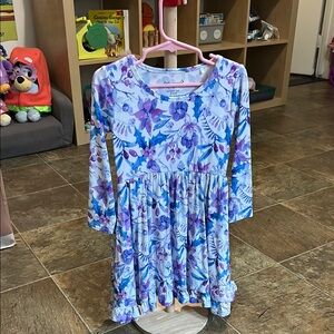 Little Legends Blue and Purple Casual Sundress 3/4 Sleeve